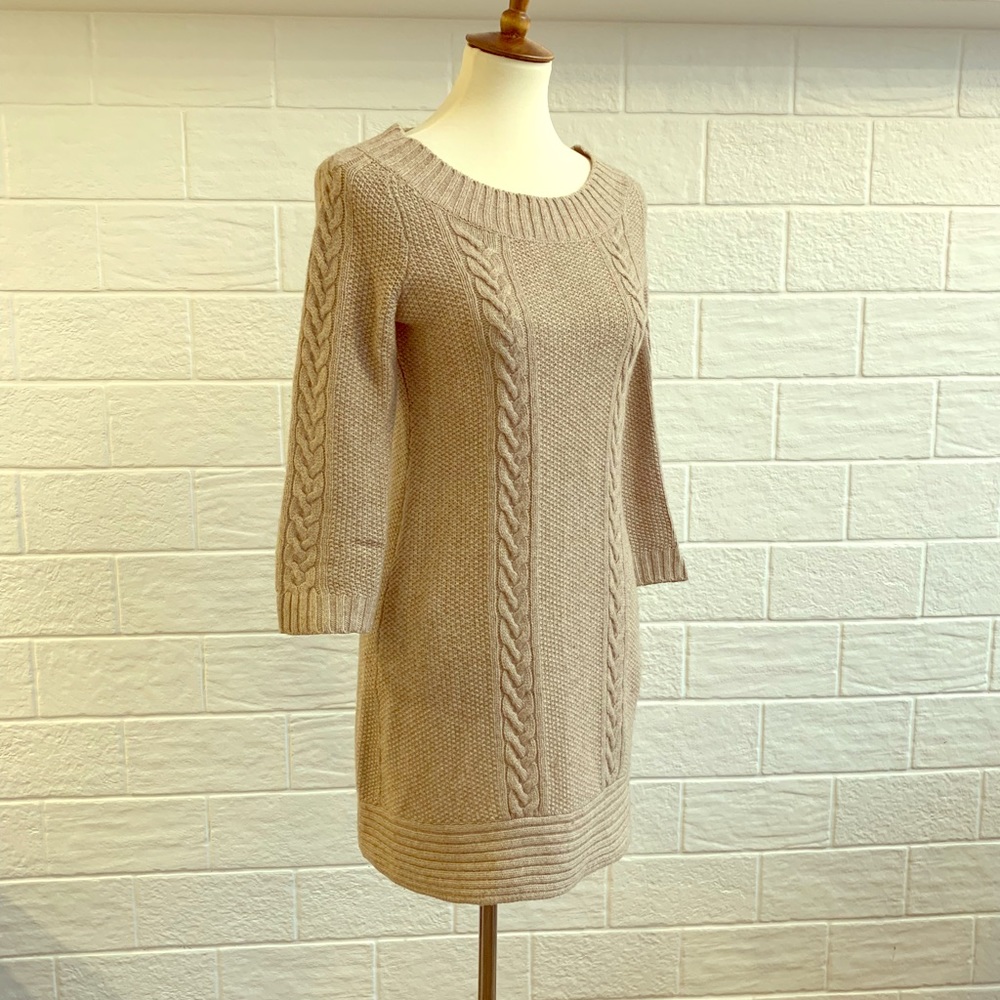 Banana Republic Beige Wool Sweater Dress